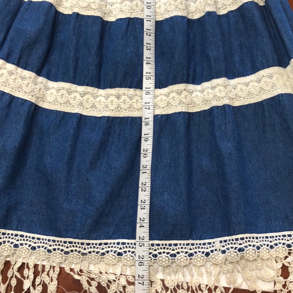 Hannah Denim Stretch Waist w/Embroidered Fringes - Picture 4 of 7